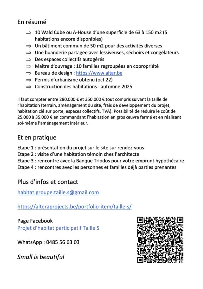 TAILLE S : Un projet d’habitat novateur qui s’inscrit dans la transition écologique et la solidarité.