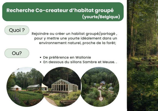 Recherche co-créateur habitat groupé (yourte-Belgique)