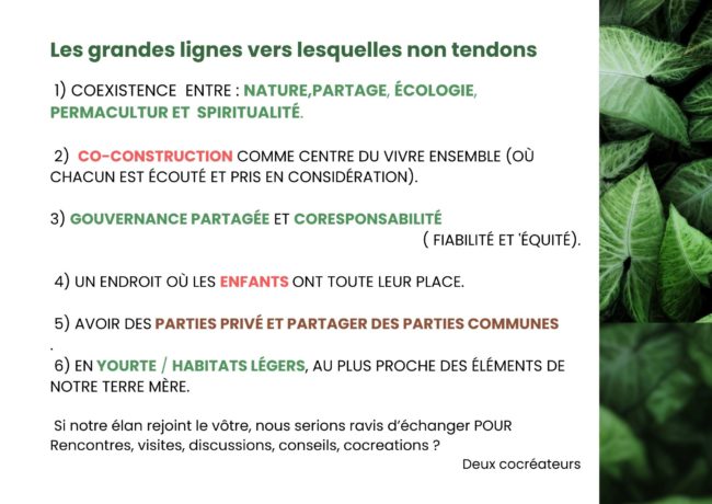 Recherche co-créateur habitat groupé (yourte-Belgique)