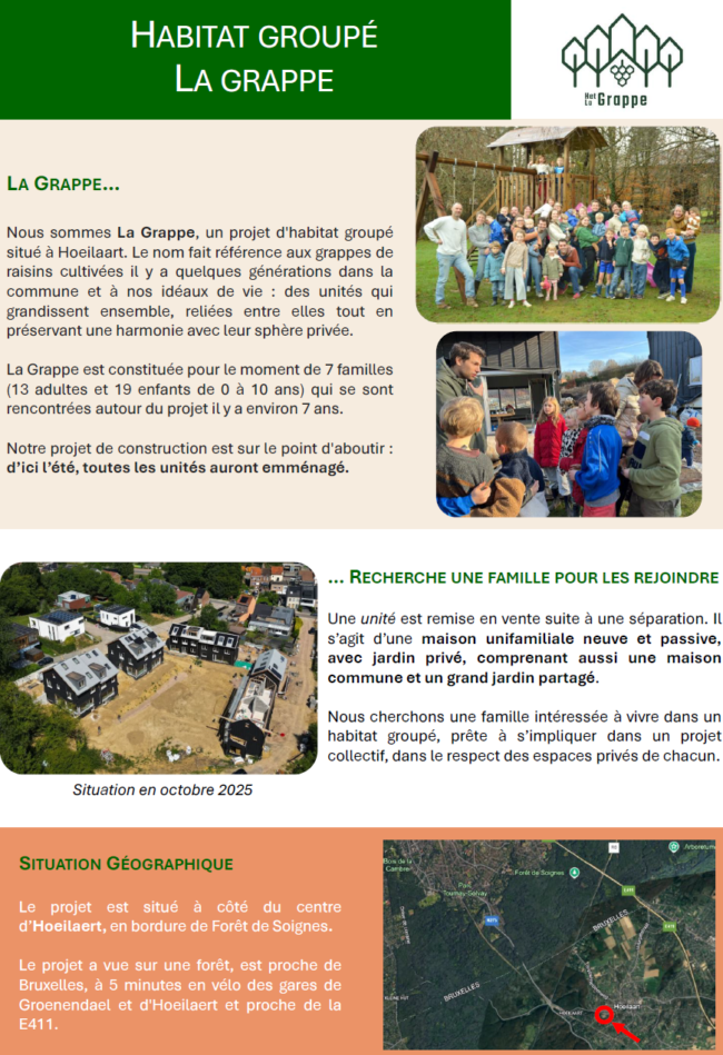 Rejoignez « La Grappe », un habitat groupé à Hoeilaert