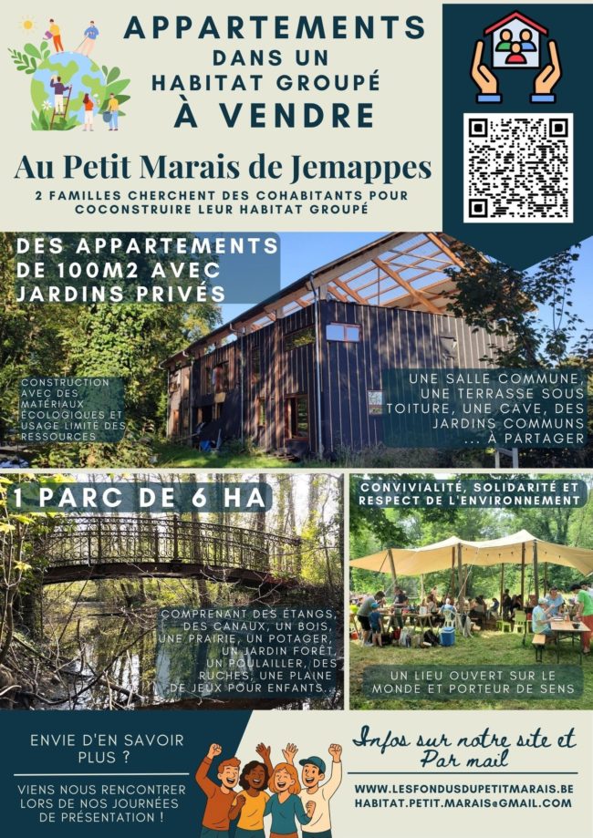 Trois appartements Á VENDRE dans un habitat groupé à Jemappes (Mons)